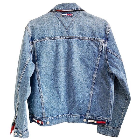 Vintage 90's Men's Tommy Jeans Classic Light Blue Denim Jacket Size S RN#66476 - Picture 2 of 15